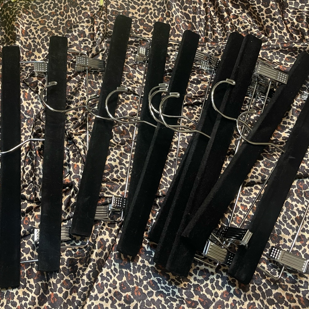 10 Crushed Velvet Black and Silver Pant Hangers - Picture 13 of 16